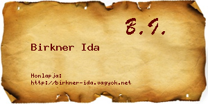 Birkner Ida névjegykártya